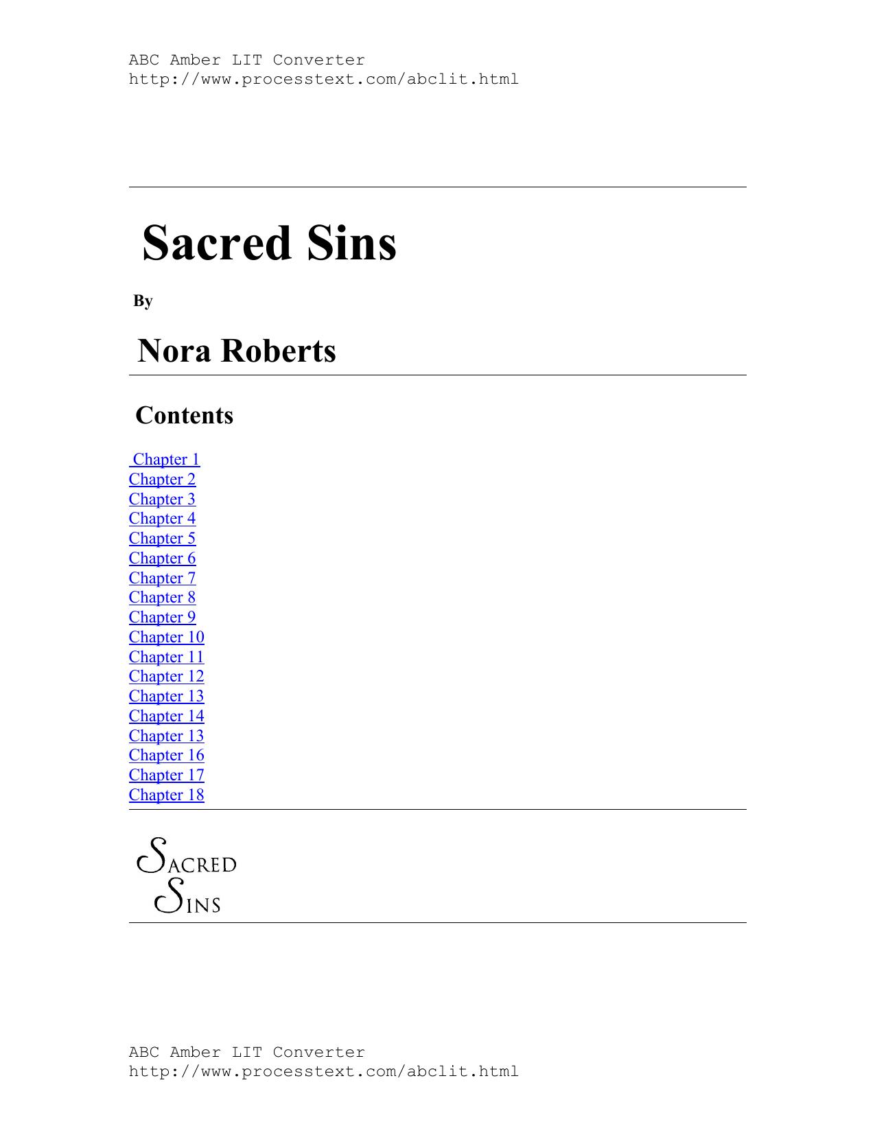 Nora Roberts - Sacred Sins 01