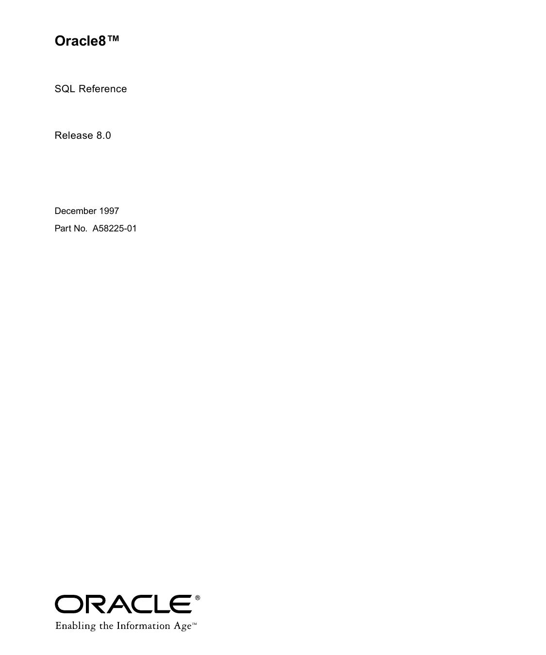 Oracle8 SQL Reference, Release 8.0