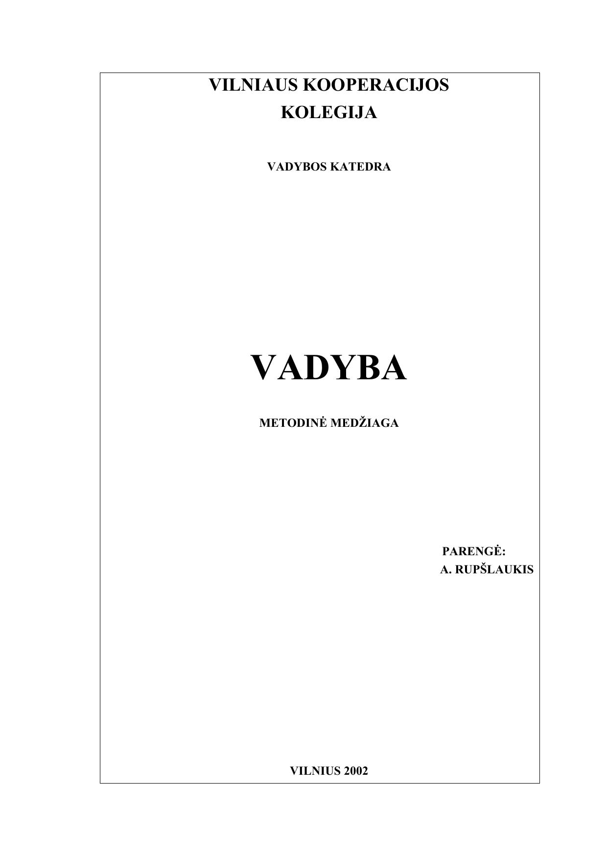 Microsoft Word - 1.Vadyba. Metodinë medþiaga.doc