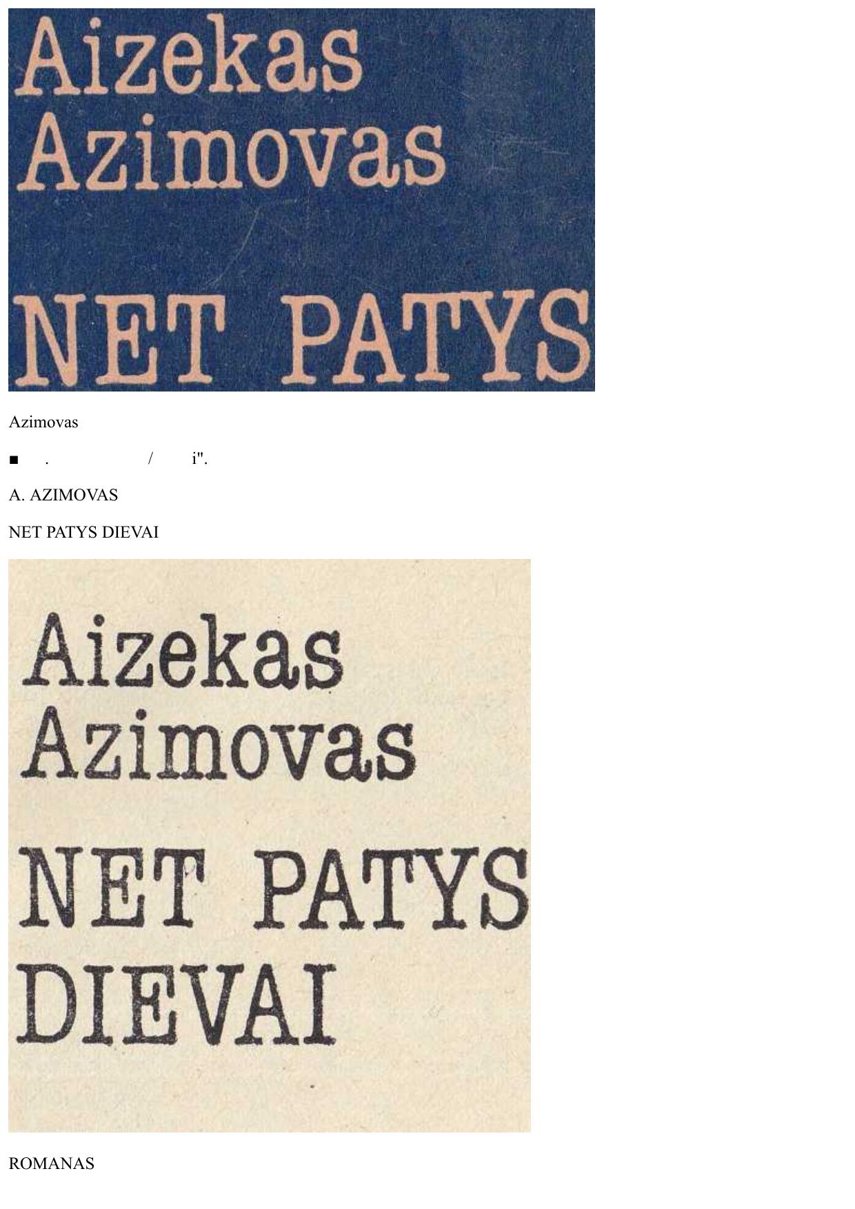 Net patys Dievai (1981) LT - NRL