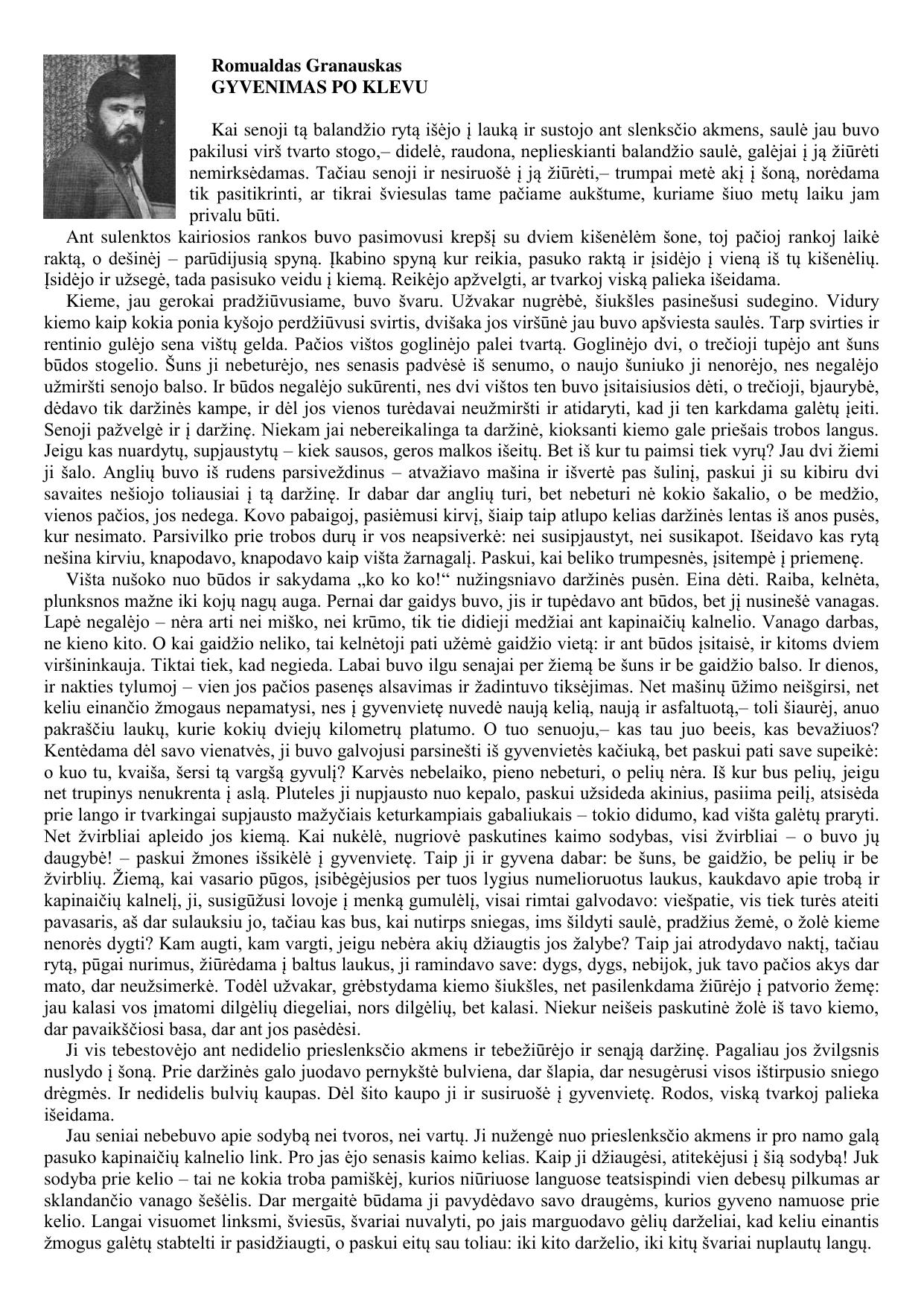 Romualdas Granauskas. GYVENIMAS PO KLEVU