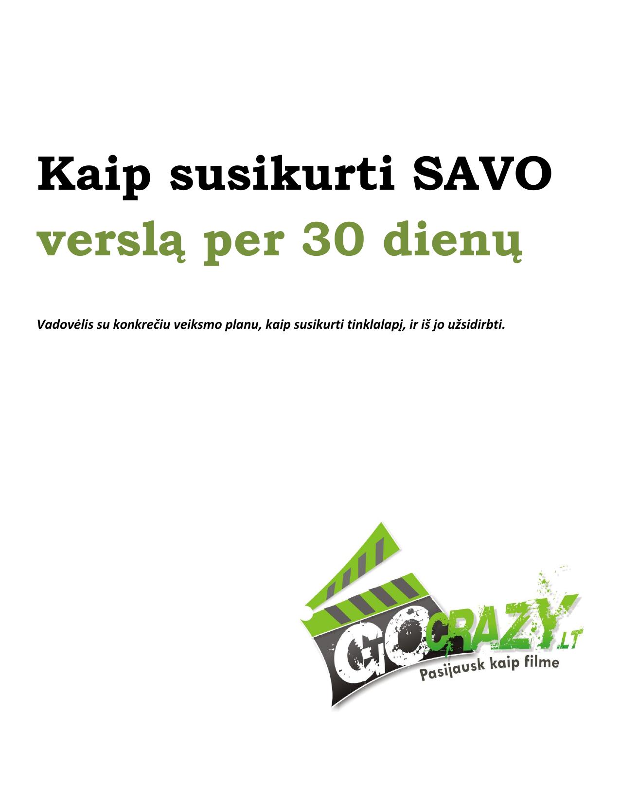 Kaip susikurti SAVO verslą per 30 dienų