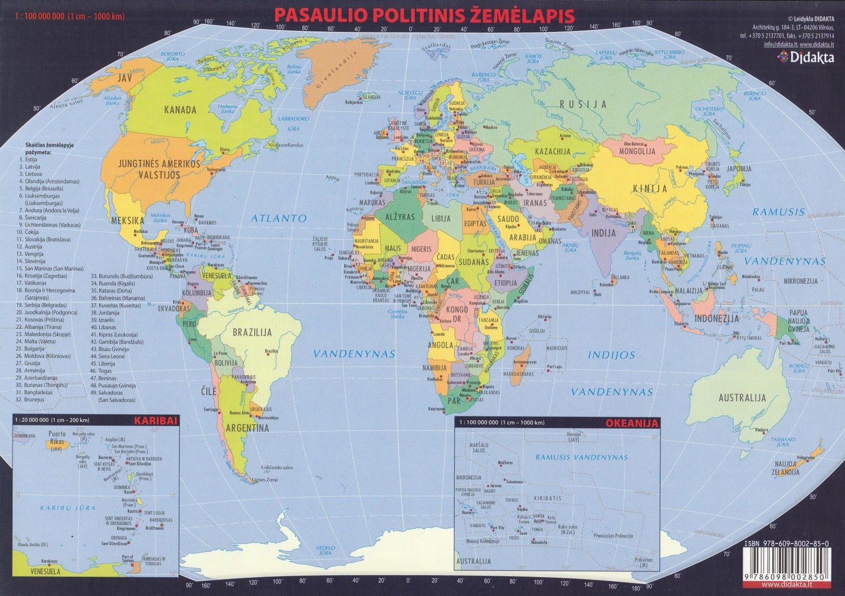 Pasaulio politinis žemėlapis (2011 LT)